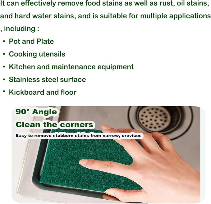 12 Pcs/Pack Green Heavy Duty Scouring Pads Reusable Household ScrubPads - Image 4