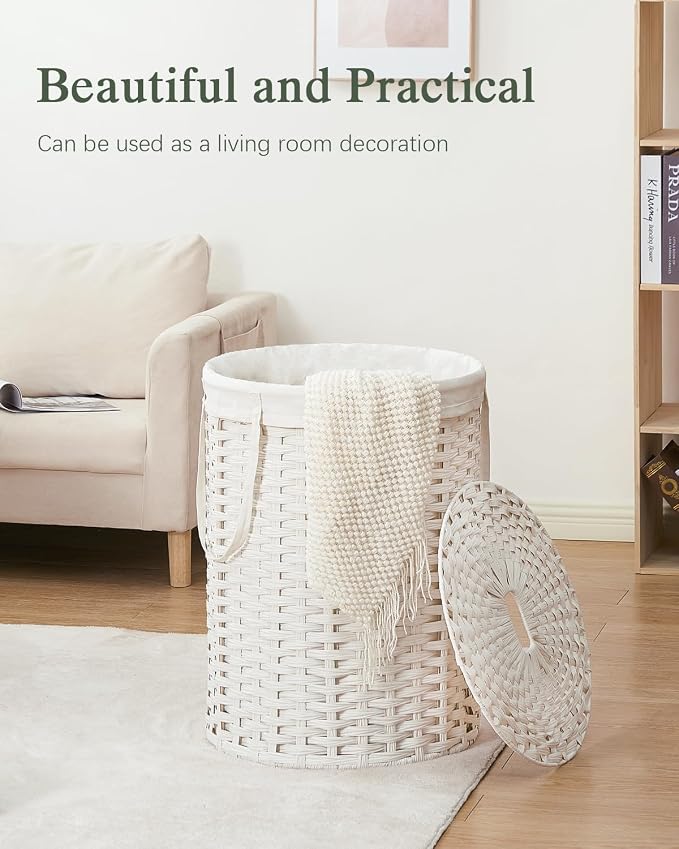 Laundry Basket with Lid Round Rattan Laundry Hamper with Lid and Handles 29.1 - Image 7