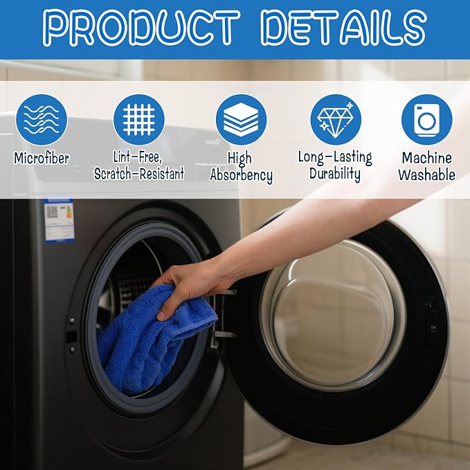 4 Pack Extra Large Microfiber Cleaning Cloths 20"x30", Lint-Free Reusable Towels - Image 3