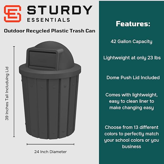 42 Gallon Slatted Circle 100% Recycled Plastic Commercial Outdoor and Indoor - Image 2