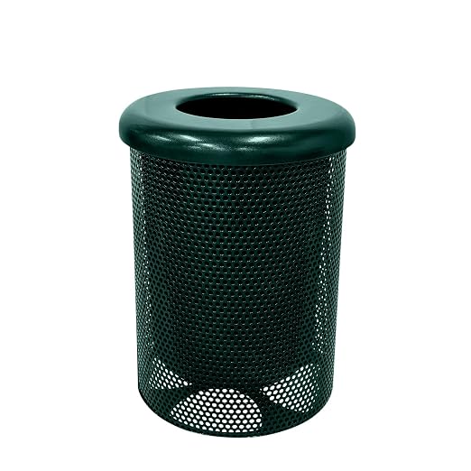 COATEDOUTDOORFURNITURE RFT-P-DGRN Heavy Duty Round Trash Receptacle by CoatedOutdoorFurniture
