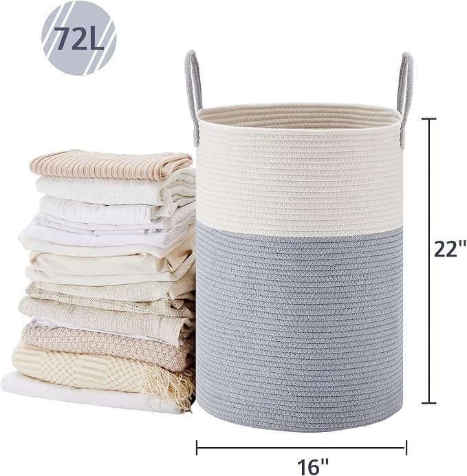 VIPOSCO Large Laundry Hamper, Tall Woven Rope Storage Basket - Image 5