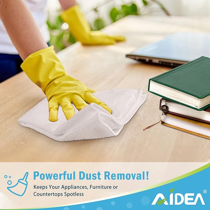 AIDEA Microfiber Cleaning Cloth White 50PK, Microfiber Towels - Image 4