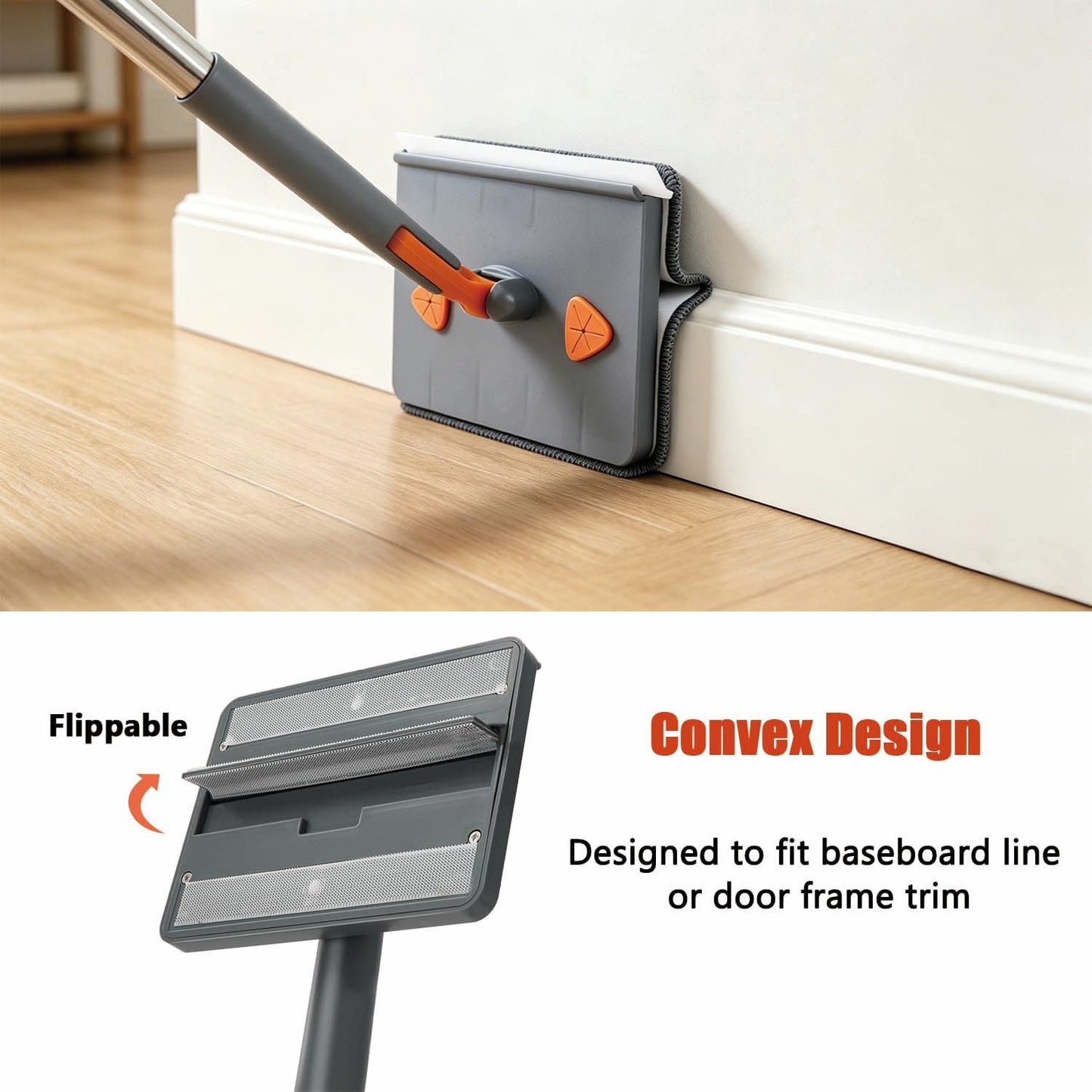 Upgraded Wall Cleaner Mop & Baseboard Cleaning Tool with 98" Long Handle, Duster Mop for Painted Wall, Ceilings, Windows, Floor, 2-in-1 Triangle & Rectangle Head with Squeegee, 10 Washable Pads