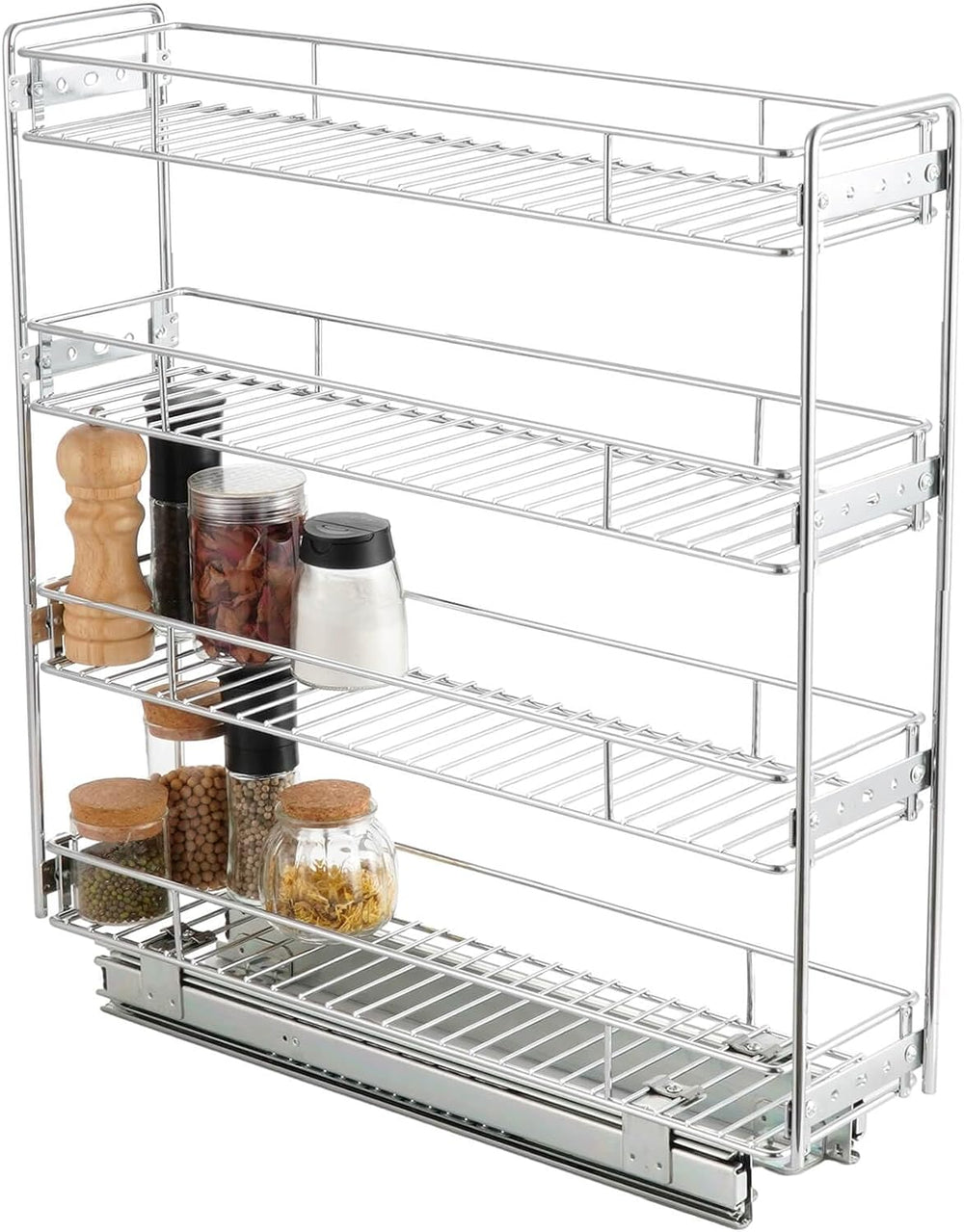 OCG 4-Tier Pull Out Kitchen Cabinet Spice Rack Holder Shelves (5" W x 21...