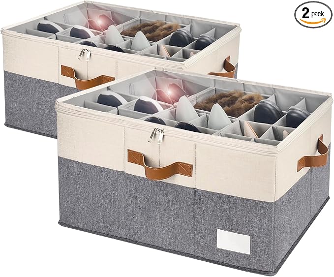 Shoe Organizer for Closet, Foldable Shoe Storage Bins by RONCHIL