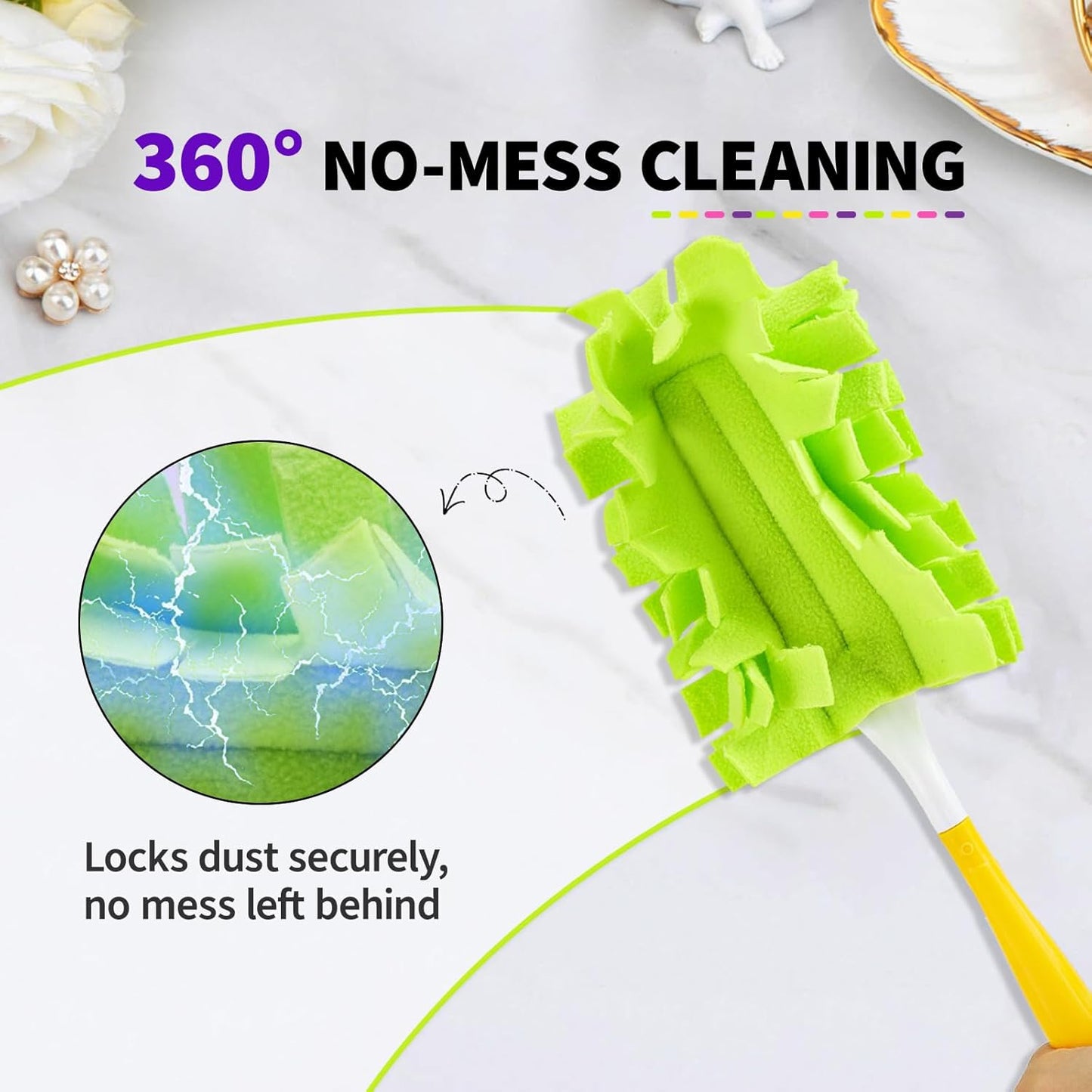 8 Pack Reusable Duster Pads Compatible with Swiffer Duster Refills, Washable Microfiber Dusting Cloths for Cleaning Home, Car, Pet, Furniture, Fans, Blinds