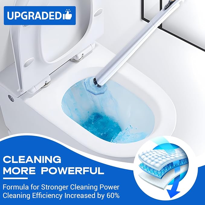 50 Counts Disposable Toilet Bowl Wand Refills, 5X Cleaning Power Toilet Cleaner - Image 2