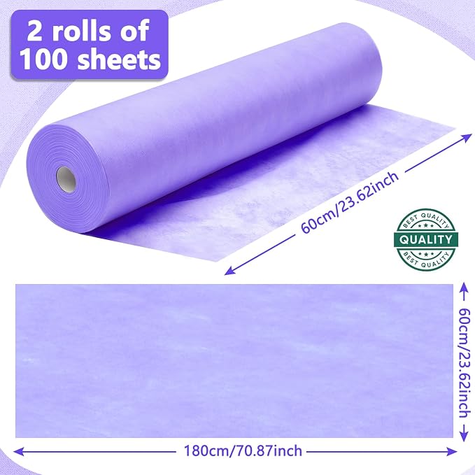 Tudomro 2 Roll Disposable Non Woven Bed Sheets 24 x 71 Inch Massage Table Paper - Image 2