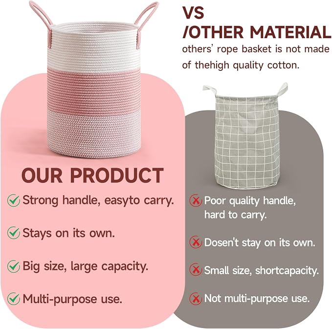 CLHMILY&Z 60L Laundry Basket Round Storage Rope Basket - Image 6