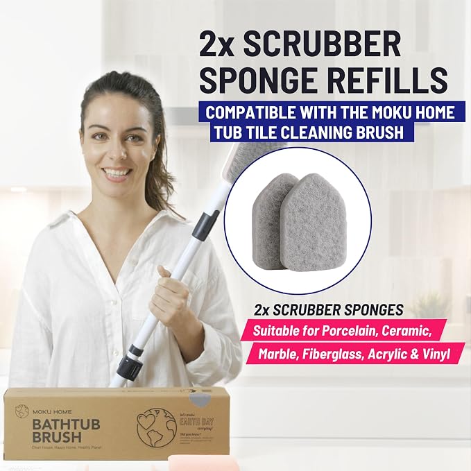 Replacement Scrubber Refill for Moku Home Extendable Tub Tile Shower Brush for - Image 2