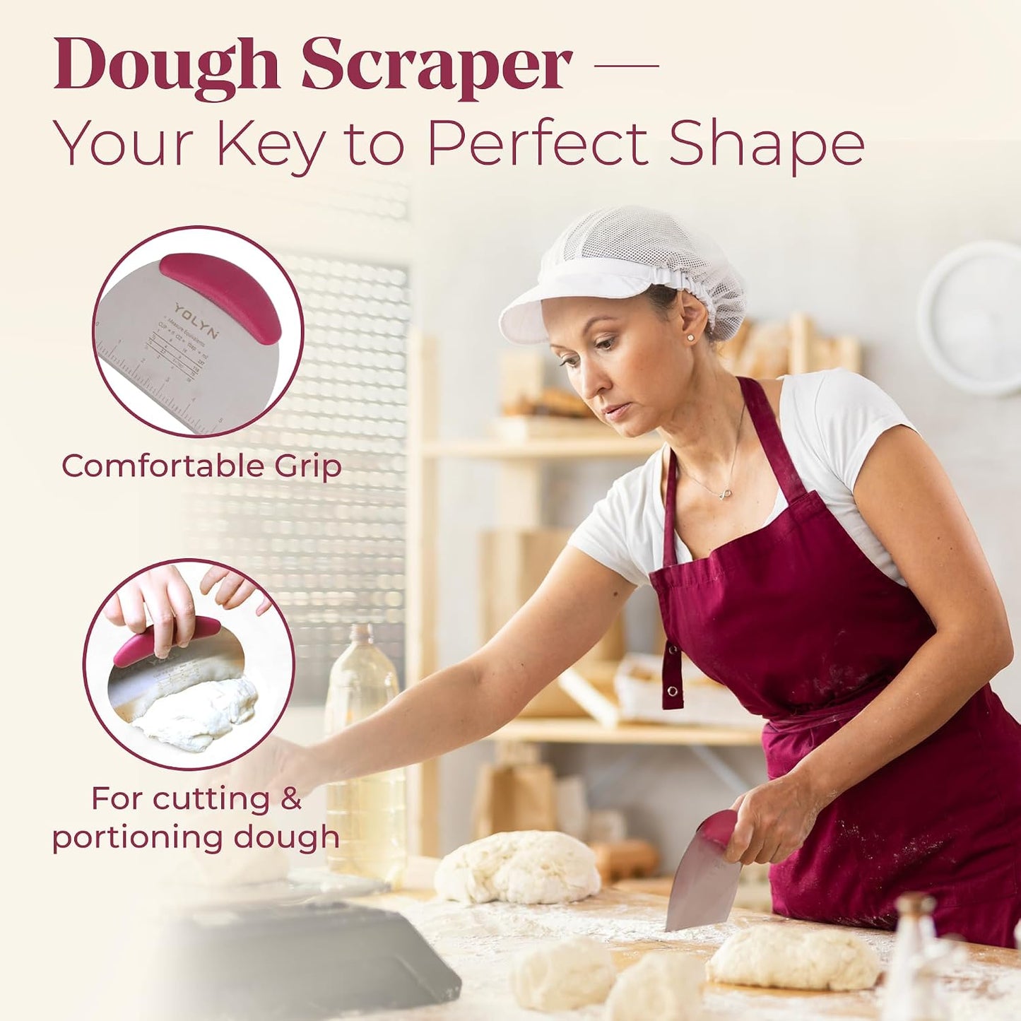 Sourdough Bread Baking Supplies with 2 Banneton Bread Proofing Basket Sizes - 16 Piece Sourdough Starter Kit Including Dough Whisk, Scraper, Lame, Apron for Artisan Bread Making