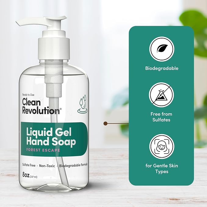 Clean Revolution Liquid Gel Hand Soap, Silky Rich Liquid, Quick Lather - Image 4