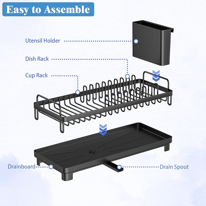 Small Dish Drying Rack, Compact Sink Dish Drainer Plate Rack Organizer - Image 6