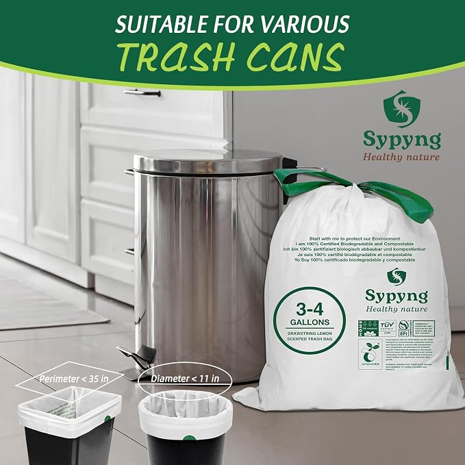 Compostable Kitchen Waste Trash Bags 3-4 Gallon Heavy Duty 100% Biodegradable - Image 3