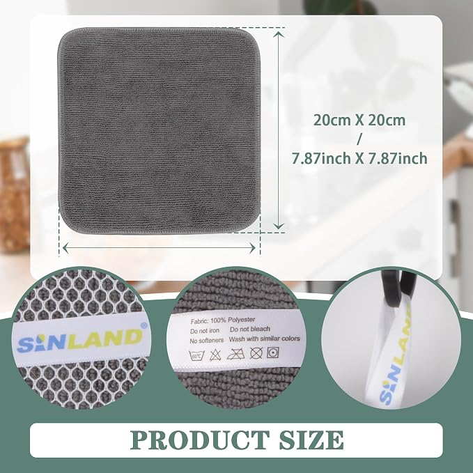 SINLAND Microfiber Dish Cloth for Washing Dishes Dish Washing Rags Best Kitchen - Image 2