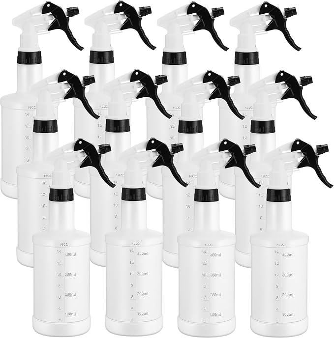 Eccliy 12 Pcs 16 Oz Plastic Spray Bottle, Adjustable Empty Reusable Sprayer by Eccliy