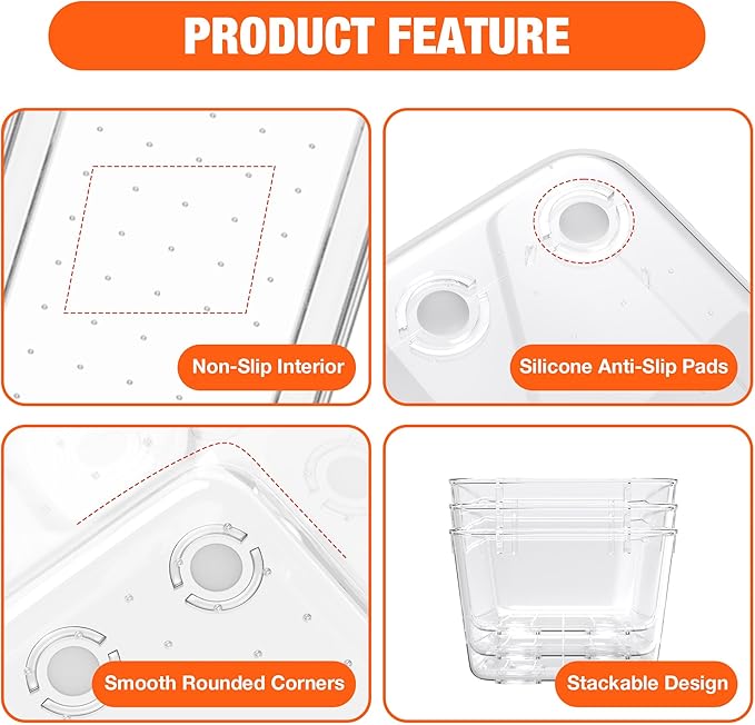 ValueMax 9 PCS Clear Plastic Drawer Organizers Set - Image 3