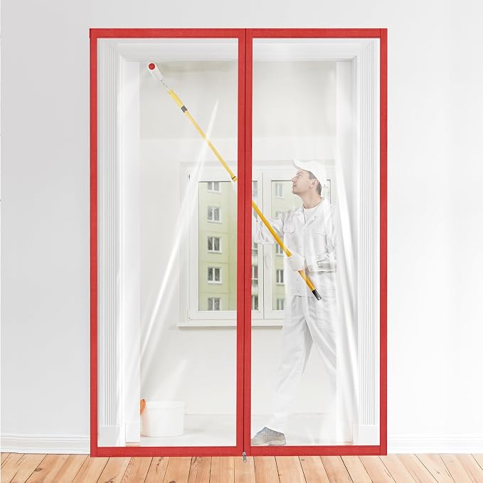 Amylove Zipper 60 x 102 Inch Dust Barrier Kit Red Edged Temporary Construction by Amylove