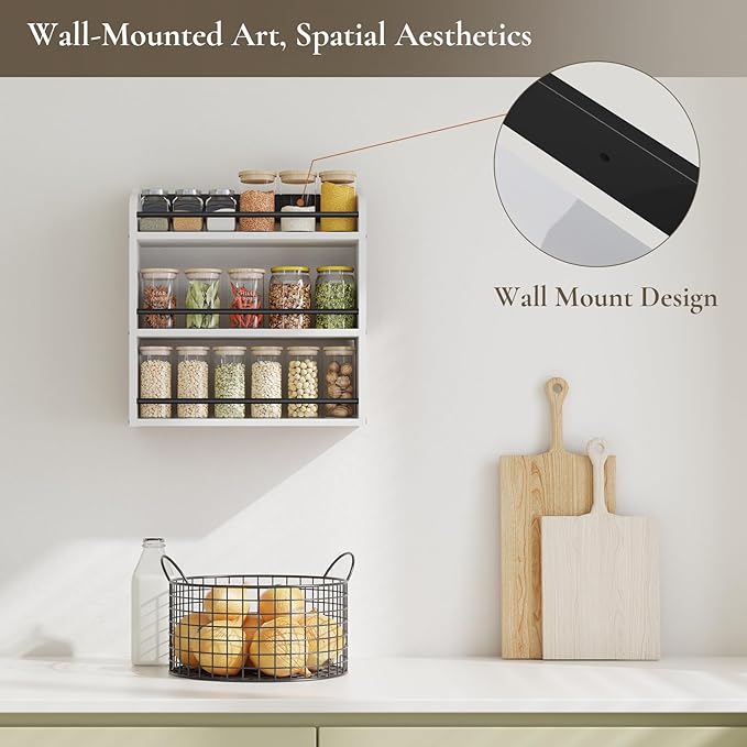 3 Tier Wooden Spice Rack, Seasoning Jars Rack Shelf Spice Organizer - Image 2