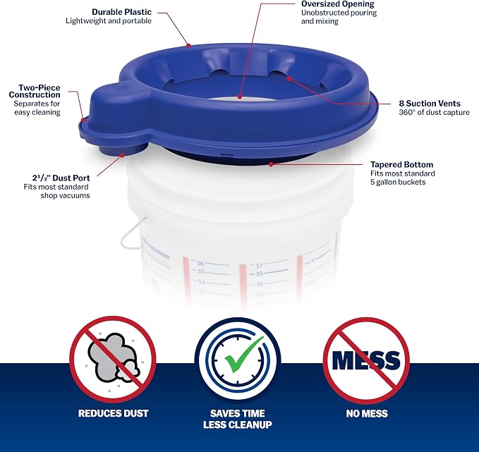 MARSHALLTOWN DustPro 360, 5 Gallon Bucket Dust Collector Shop Vac Accessory - Image 4