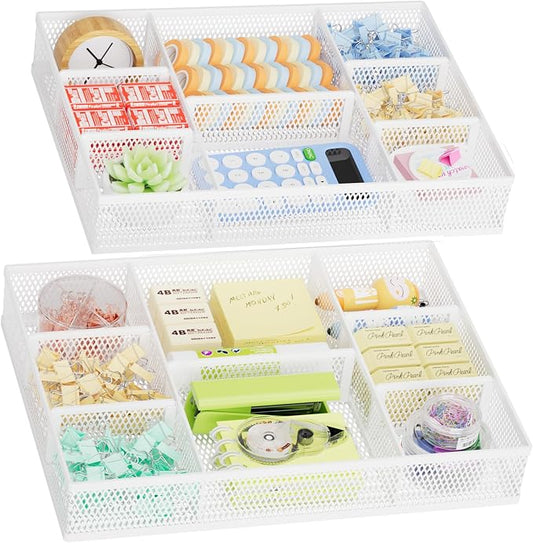 Marbrasse 2 Pack Desk Drawer Organizer, Mesh Drawer Organizer Tray by Marbrasse