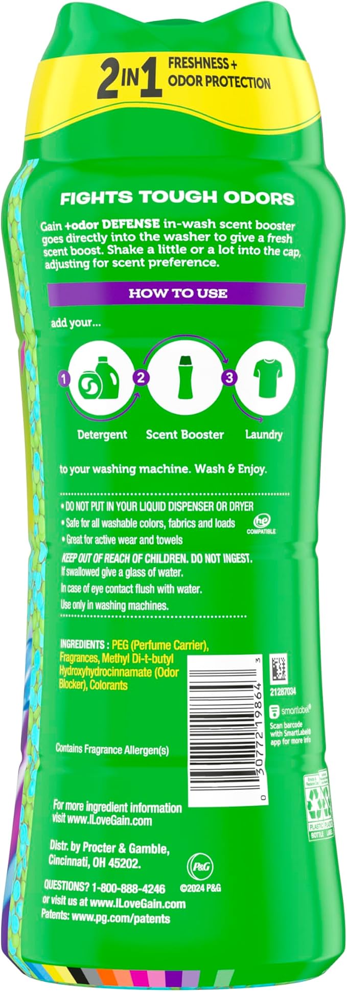 Gain Odor Defense In-wash Scent Booster, Super Fresh Blast scent, 21.1 OZ - Image 13