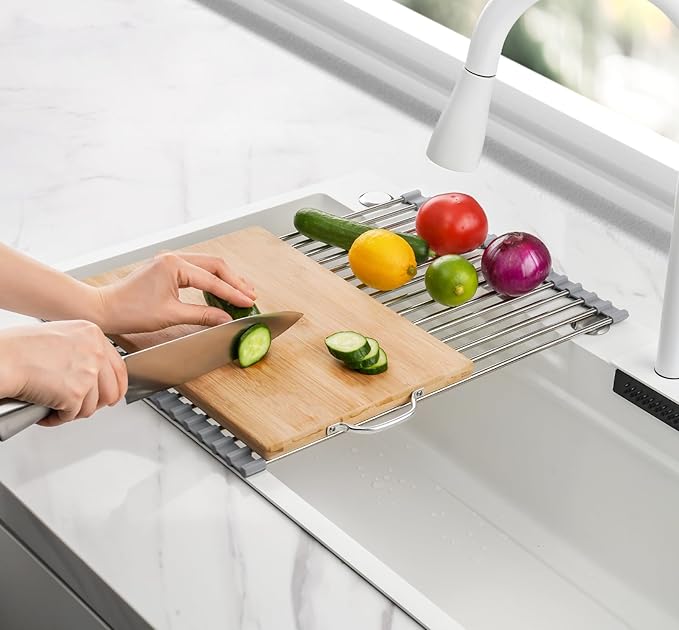Tomorotec 17.7" x 12.5" Roll Up Dish Drying Rack Over Sink Drying Rack Sink - Image 7