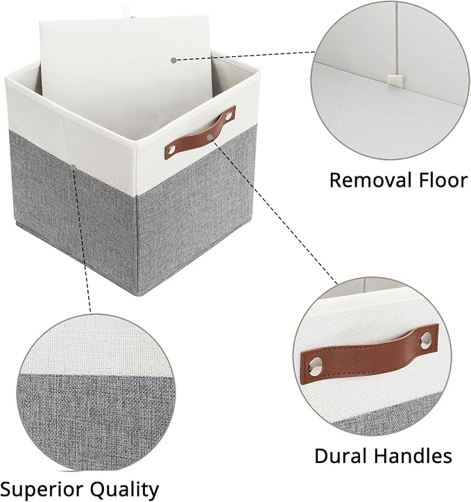 HNZIGE Set of 4, Foldable Storage Cube Bin Baskets, Fabric 11x11 Cube Storage - Image 5