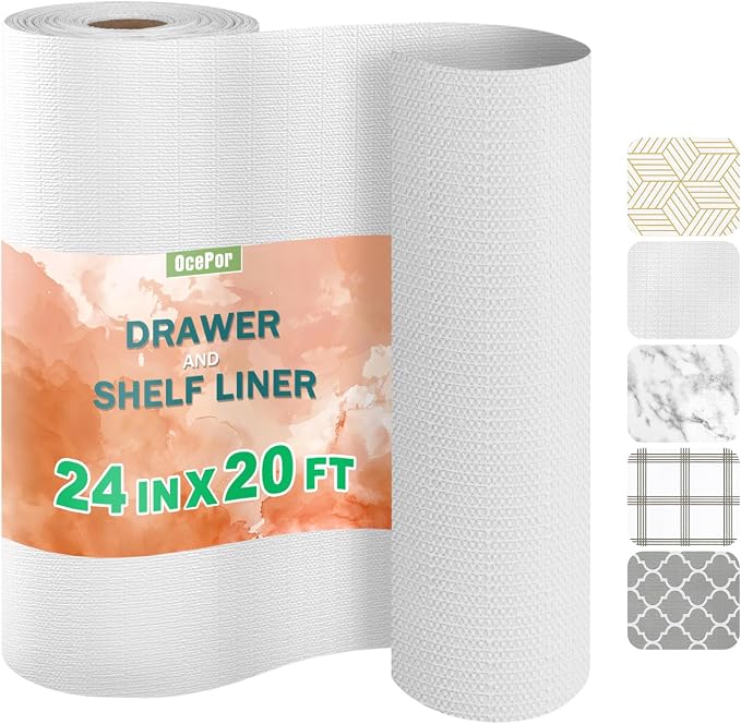 OcePor Non-Adhesive Drawer and Shelf Liner 24IN x 20FT，Non Slip Cabinet and by OcePor