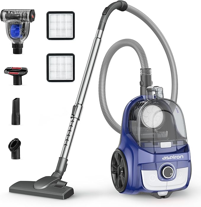 Aspiron Canister Vacuum, Upgraded 1600W Bagless Canister Vacuum Cleaner by aspiron