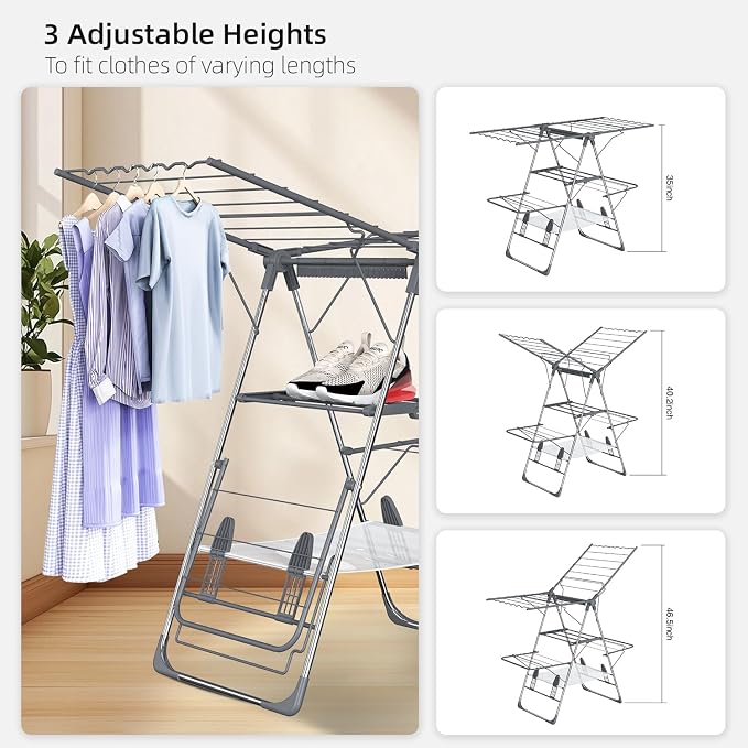Clothes Drying Rack, Foldable 2-Level Laundry Racks - Image 5
