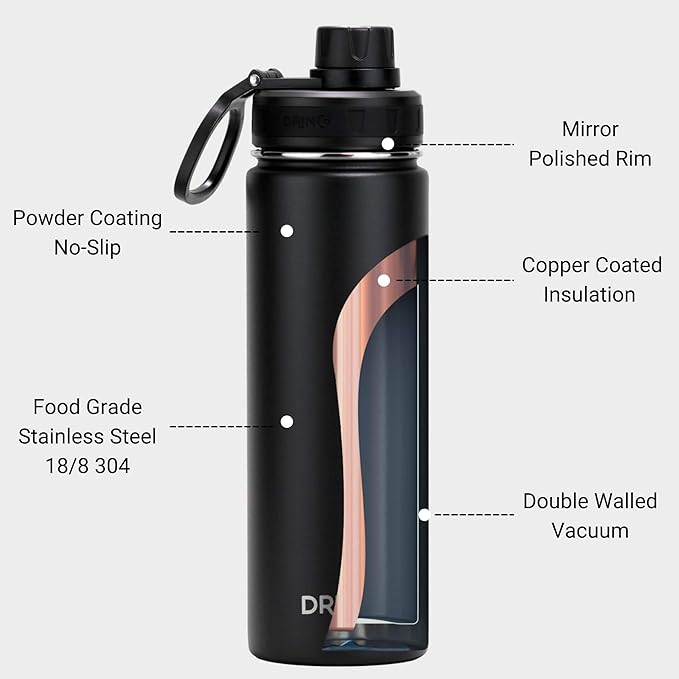 Drinco Stainless Steel Water Bottle Spout Lid Vacuum Insulated Double Wall - Image 5