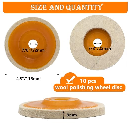 10 Pcs 4.5 Inch Wool Felt Polishing Wheel Disc, Wool Polishing Wheel Disc - Image 2