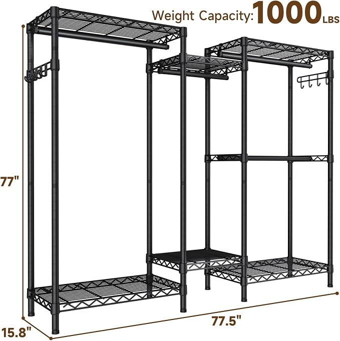 Heavy Duty Garment Rack Large Clothes Rack, Freestanding Closet Portable - Image 3