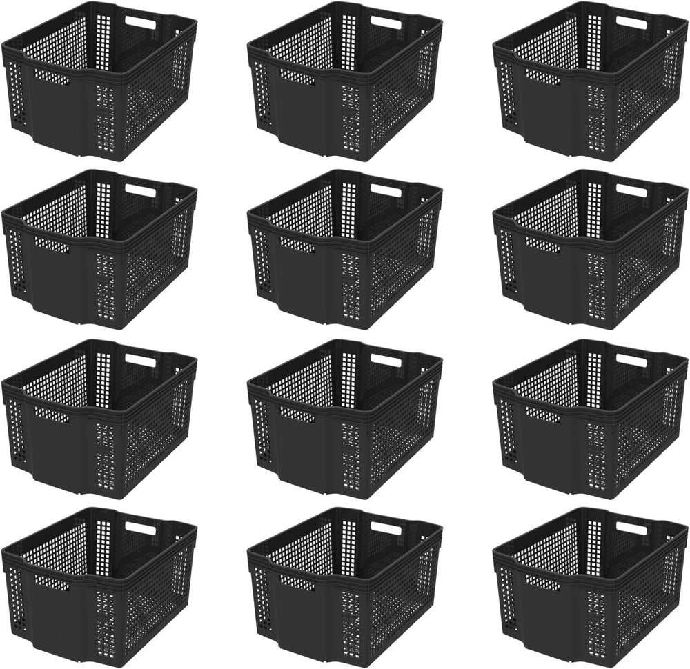 Stackable Woven Basket, Pantry Storage Bins, 12 Pack Baskets Set
