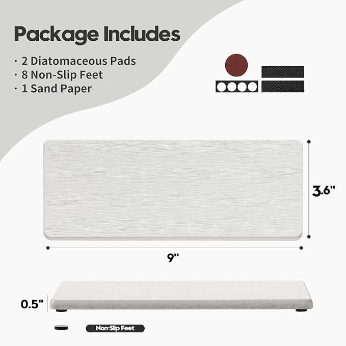 2PCS Bathroom Sink Vanity Trays, Water Absorbing Diatomite Stone Drying Soap - Image 2