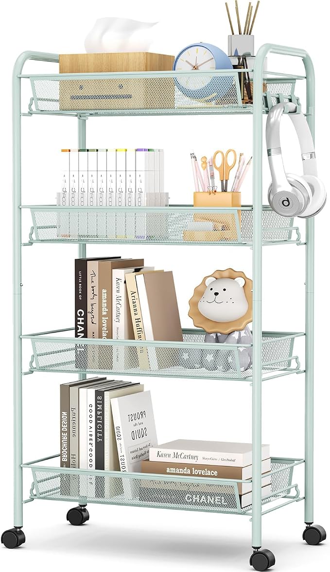 TOOLF 4-Tier Rolling Cart, Metal Utility Cart by TOOLF