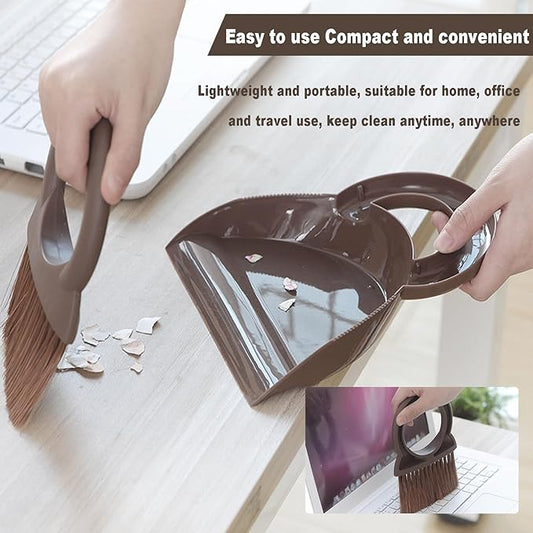 Round Handle Brush and Dustpan Set Small Broom & Dustpan Portable Handheld - Image 2