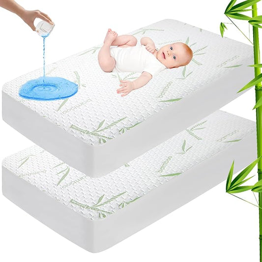 Mattress Protector Soft Crib Rayon Bamboo Waterproof Mattress Pad Cover by SoftHour