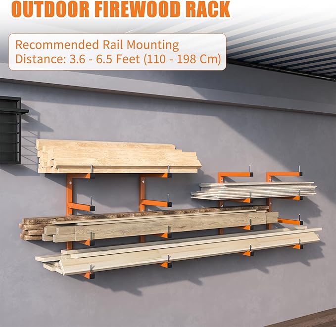 2-Pack Lumber Storage Rack, Wood Storage Racks Wall Mount, Heavy Duty Garage - Image 7
