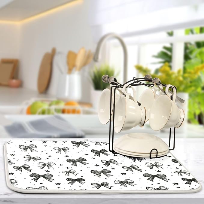 Black White Bowknot Dish Drying Mat - Image 5