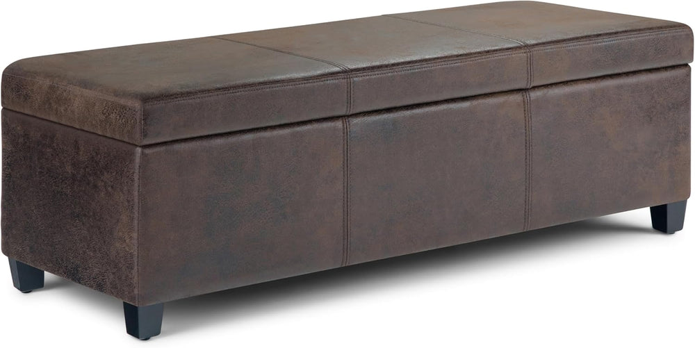 SIMPLIHOME Avalon 48 inch Wide Contemporary Rectangle Storage Ottoman Bench in
