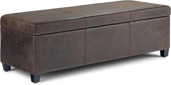 SIMPLIHOME Avalon 48 inch Wide Contemporary Rectangle Storage Ottoman Bench in by SimpliHome