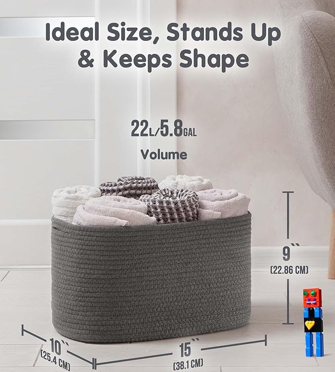 CHAT BLANC Cotton Rope Baskets for Organizing | Storage Baskets for Shelves | - Image 2