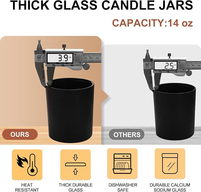 14 OZ Thick Candle Jars for Making Candles 12 Pcs, 3 Wick Empty Jars - Image 2