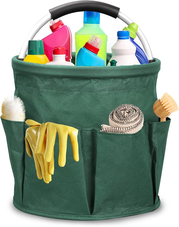 Qivine 17L Cleaning Caddy with Handle, Cleaning Supply Caddy Foldable Cleaning by Qivine