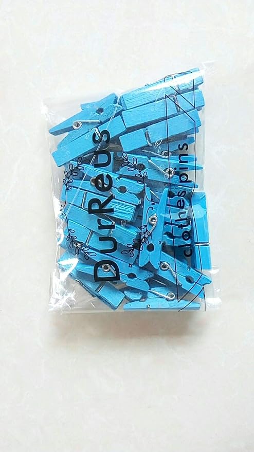 DurReus 50pcs Small Wood Clothes Pins Pegs Hangers Picture Display Art Crafts - Image 2