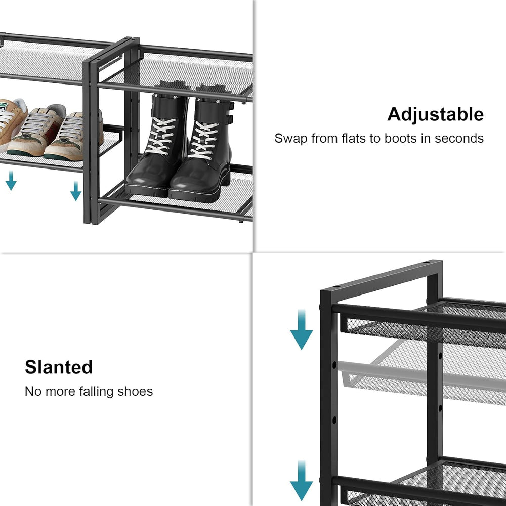 Garden 4 you Shoe Rack - Expandable Shoe Organizer for Closet, Metal Shoe She...
