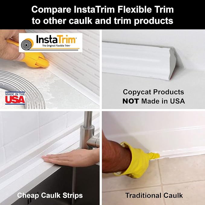 InstaTrim New & Improved Self-Adhesive Caulk Trim, 1/2" x 10', Waterproof - Image 7